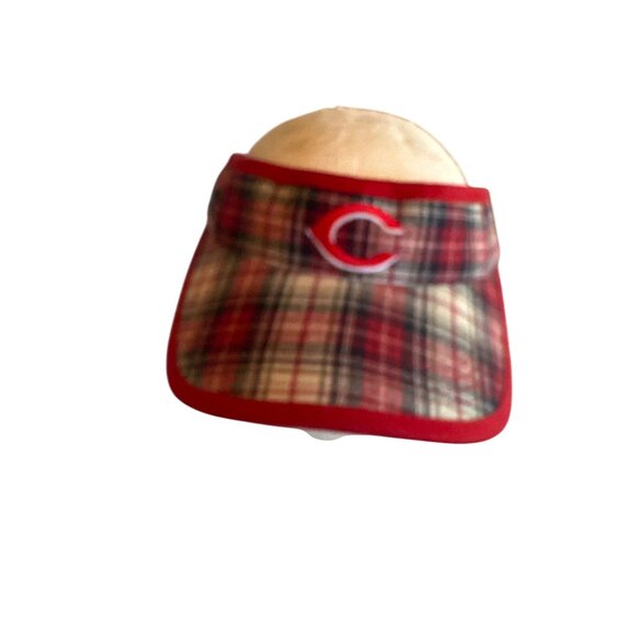 Vintage 90s Cincinnati Reds MLB Plaid Visor Cotton Adjustable Fit - Picture 1 of 8